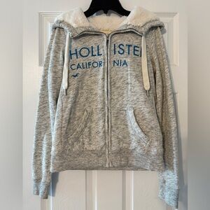 Hollister Fur Hoodie Gray Vintage